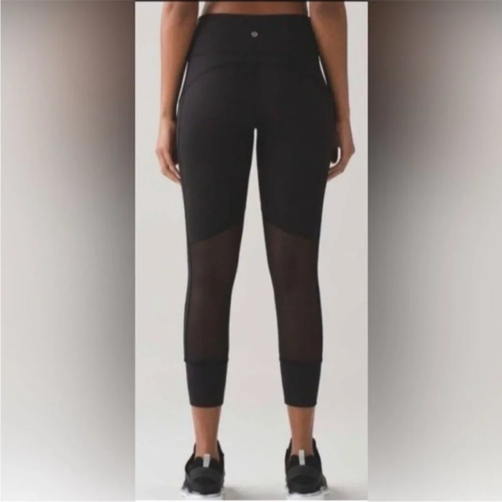 Lululemon Black HIT IT Cropped Leggings T60416 Size 4 High Waisted Pocket, Jelly - Picture 3 of 11